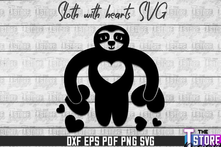 Sloth With Hearts SVG Design | Lazy Design SVG | SVG File