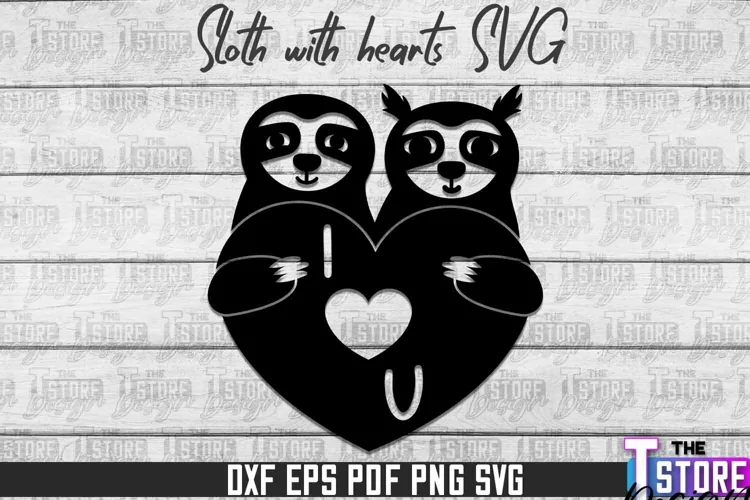 Sloth With Hearts SVG Design | Lazy Design SVG | SVG File