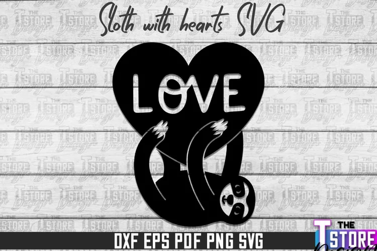 Sloth With Hearts SVG Design | Lazy Design SVG | SVG File
