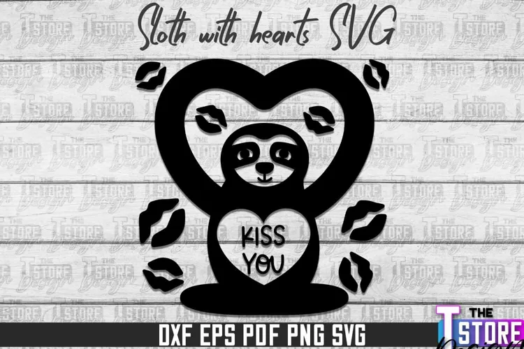 Sloth With Hearts SVG Design | Lazy Design SVG | SVG File
