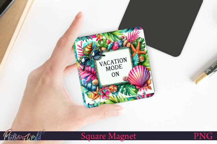 Square Magnet Design | Beach Quote | vacation mode on