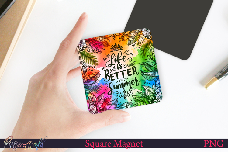 Square Magnet Design | Beach Quote | better in summer