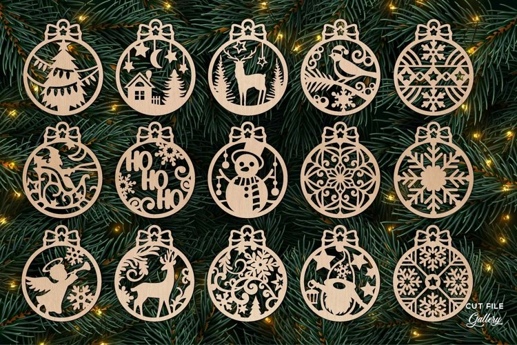 Christmas Balls Ornament Bundle SVG Laser Cut 2247393 