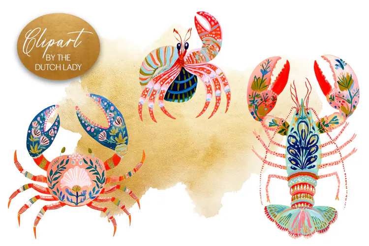 Crabs & Lobster Tropical Reef Clipart