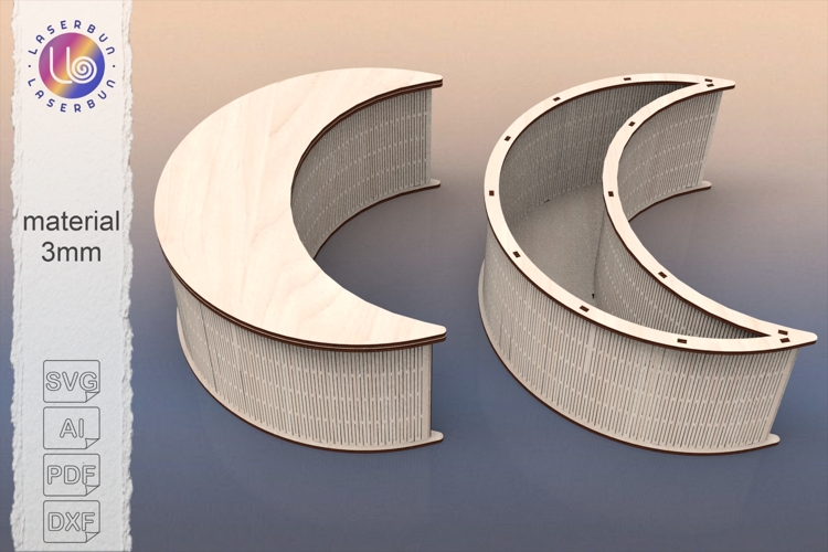 Ramadan Crescent Gift Box SVG, Moon Box Template for Laser