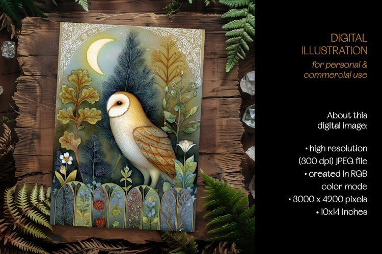 Owl In The Forest Divided Scenery Illustration example image 1