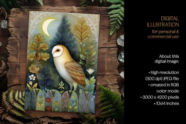 Owl In The Forest Divided Scenery Illustration