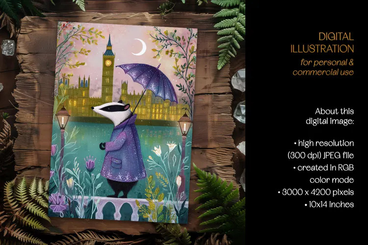 Badger at The Thames Illustration