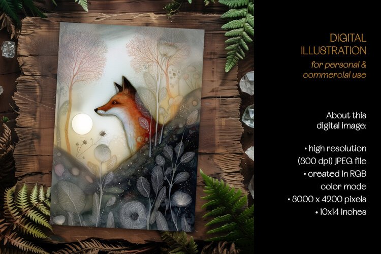 Soft Ink Woodland Fox Card Illustration example image 1