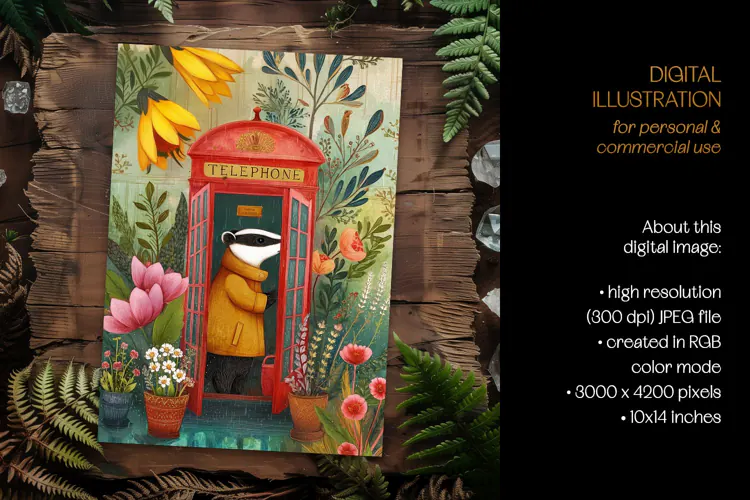 Badger & London Phone Booth Illustration