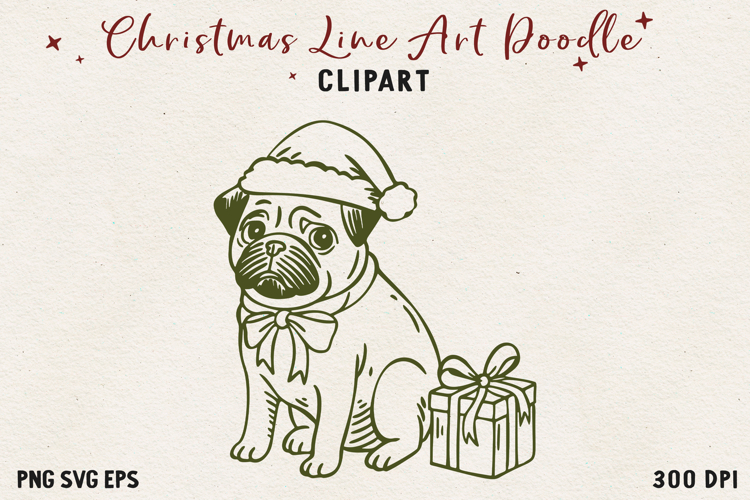 Vintage Hand-Drawn Christmas Illustration| Line Art Clipart