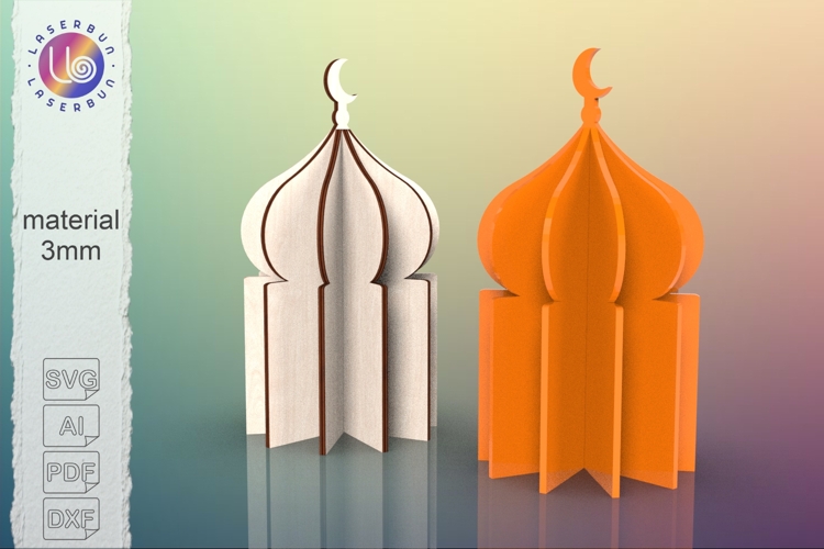 Small SVG 3D model of a five-piece mosque a laser cut files