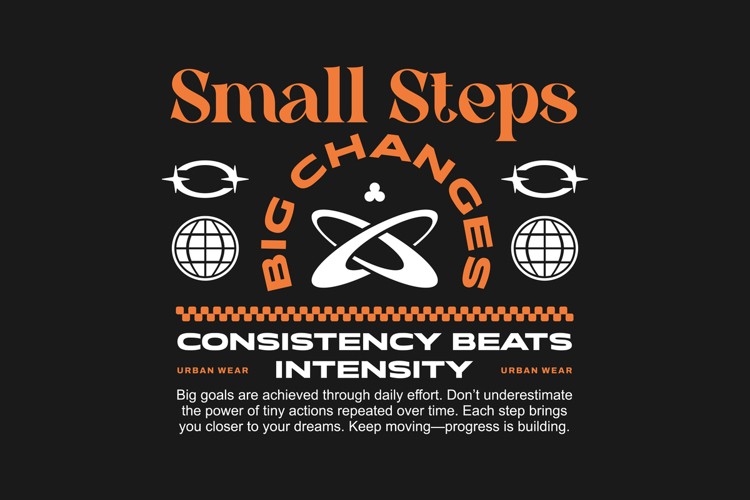Small Steps Big Changes Urban Typography T-shirt Design