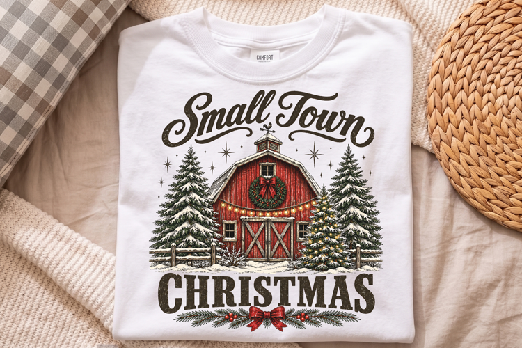 Small Town Christmas PNG, Vintage Farmhouse Holiday