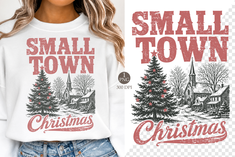 Small Town Christmas PNG,Vintage Winter Holiday Shirt