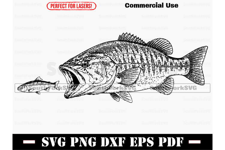 Smallmouth Bass SVG PNG EPS PDF DXF example image 1