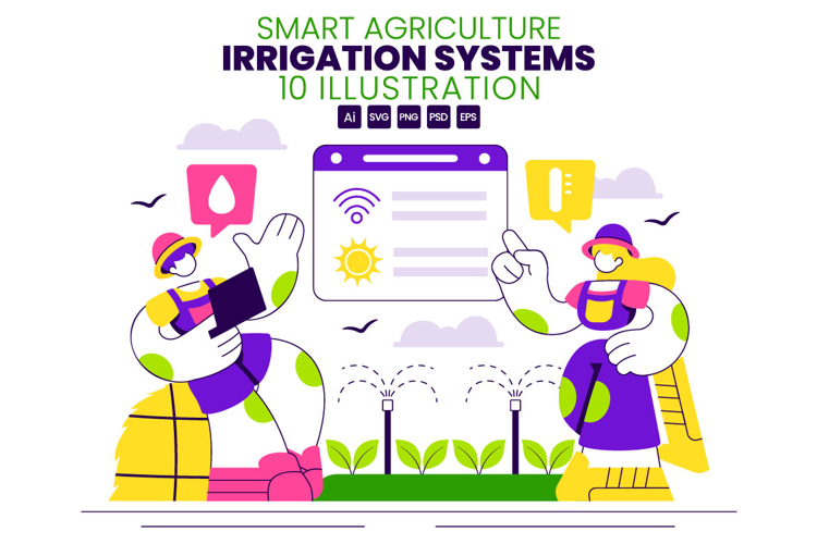 10 Smart Agriculture Irrigation Systems Illustration