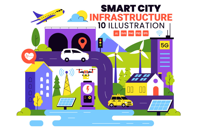 10 Smart City Infrastructure Illustration