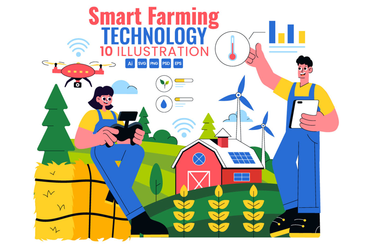 10 Smart Farming Technology Illustration