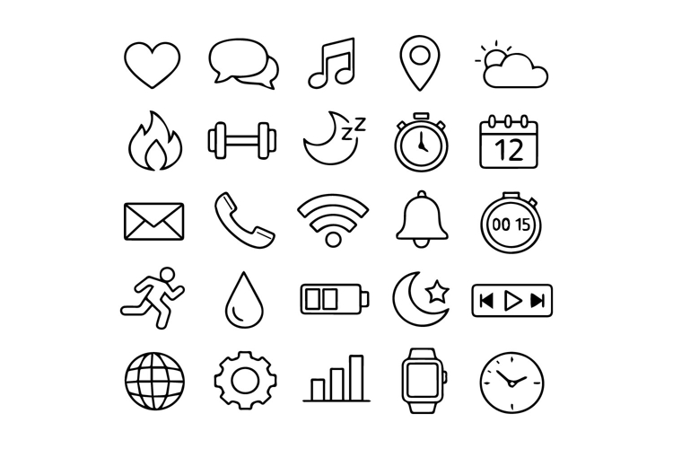 Smartwatch Menu Outline Icon Set Design example image 1