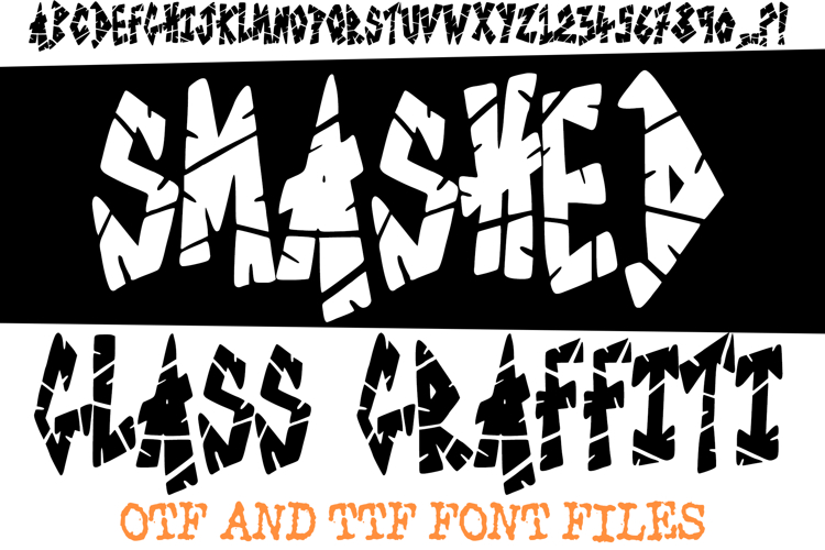 Smashed Glass Graffiti Alphabet Lettering ABC Text Font OTF
