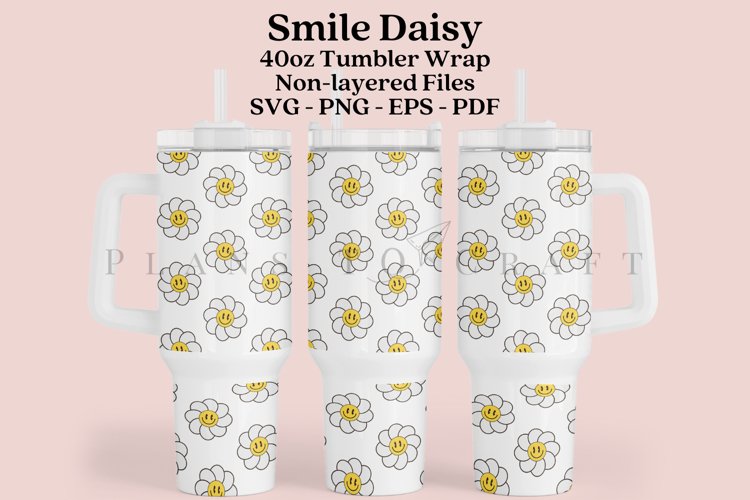 smile daisy 40oz quencher tumbler sublimation full wrap high resolution transparant background