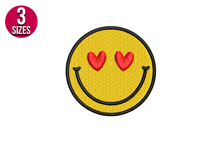 Smile Face with Hearts Machine Embroidery Design