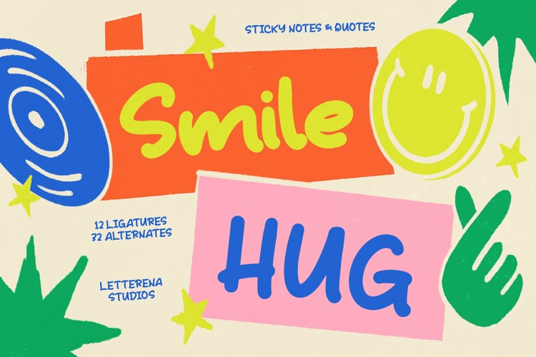 Smile Hug Sticky Notes Font