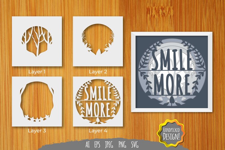 Smile More Layered Papercut 3D