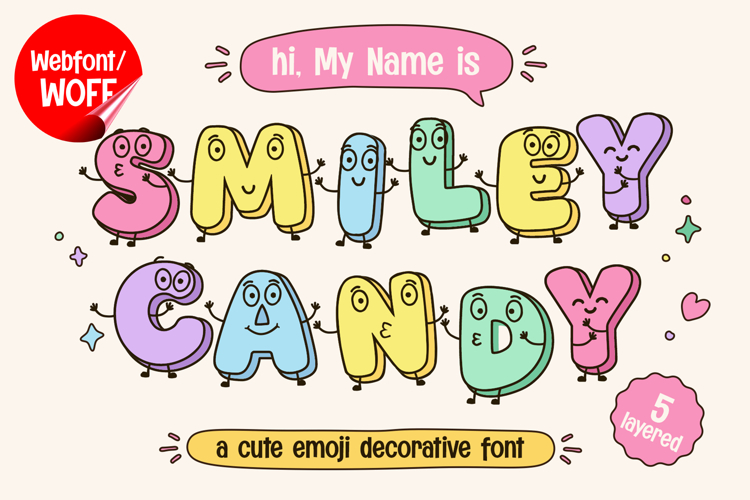 Smiley Candy | Webfont Cute Emoji Decorative Font