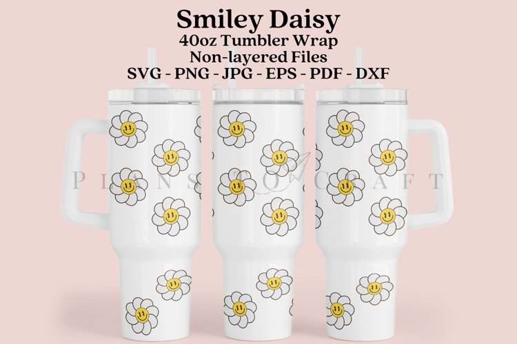 Smile Daisy 40oz Tumbler Sublimation Wrap SVG