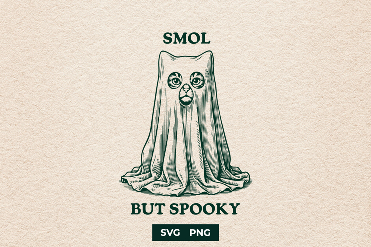 Cute Ghost Cat SVG Smol But Spooky Halloween PNG Art