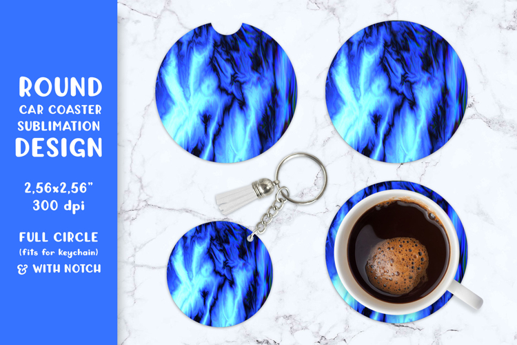 Blue marble car coaster sublimation Round design SGCC09