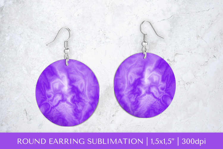 Purple marble round earrings sublimation design SGE002