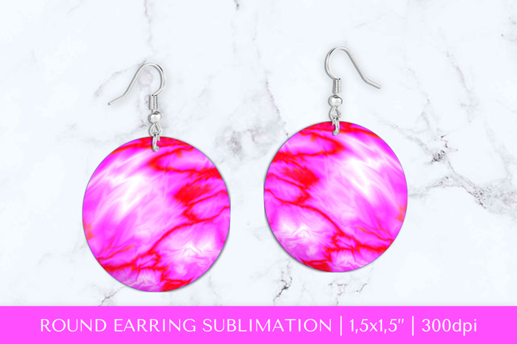 Hot pink marble round earrings sublimation design SGE007