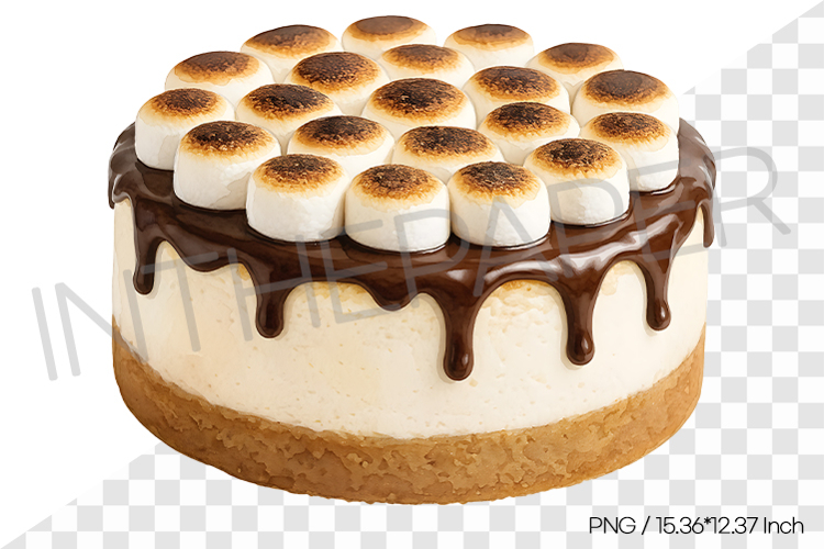 Baked smore cheesecake   mini marshmallow grid PNG dessert