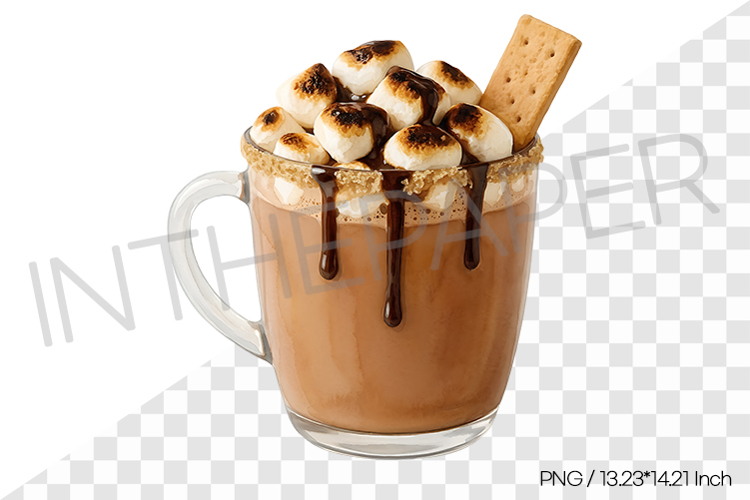 Smore hot chocolate drink topped with toasted marshmallows