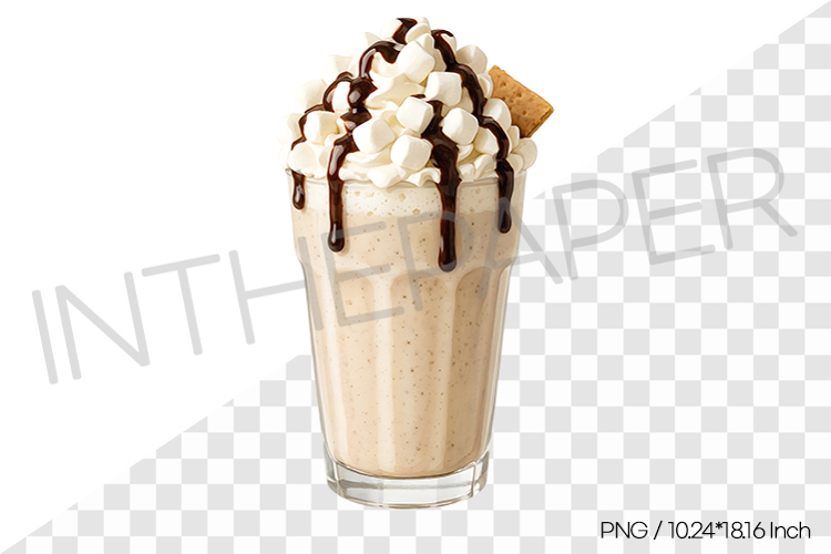 Smore milkshake with chocolate syrup PNG drink beverage art