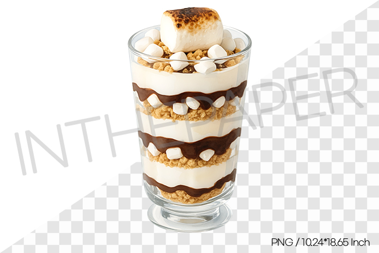 Layered smore parfait cup PNG drink beverage clipart illust