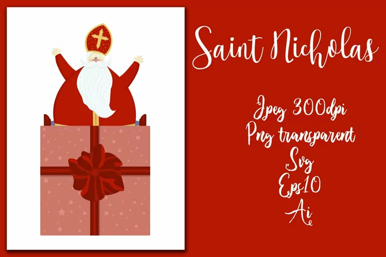 Cute Saint Nicholas Sinterklaas, St. Nicholas Day.