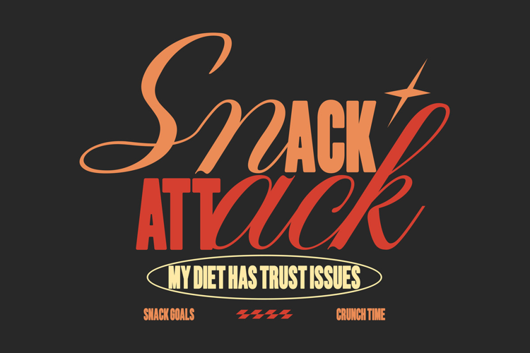 Snack Attack Funny Typography Quote T shirt Design