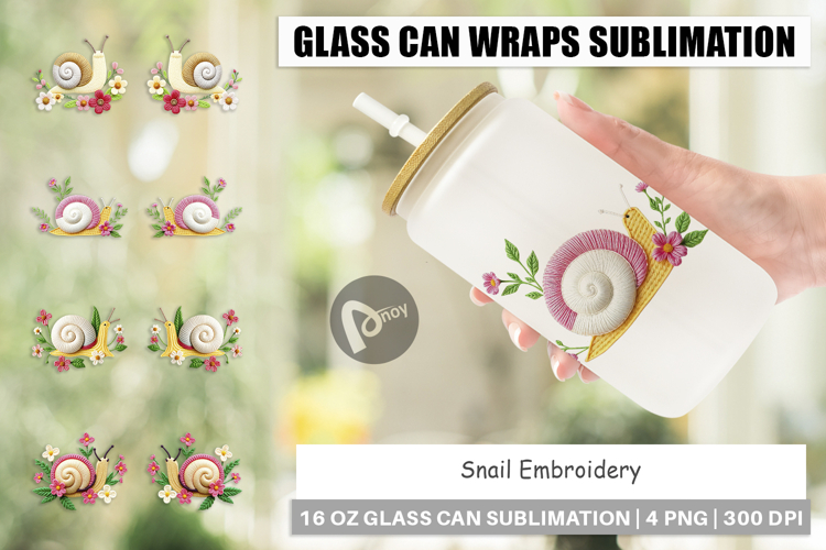 Glass Can Snail Embroidery