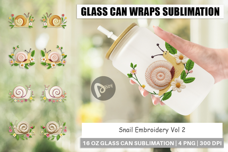 Glass Can Snail Embroidery