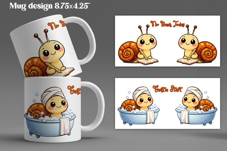 Cozy snail mug wrap design | Funny animal mug sublimation