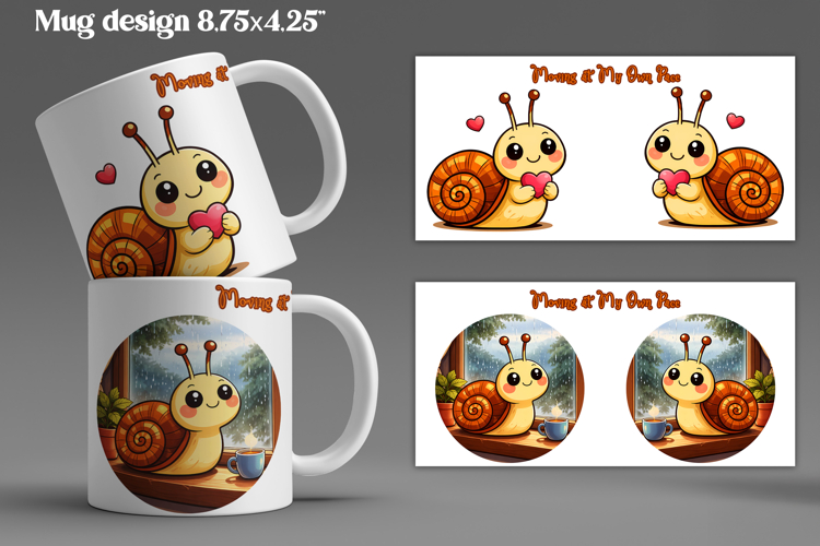 Cozy snail mug wrap design | Funny animal mug sublimation