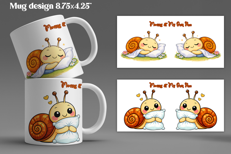Cozy snail mug wrap design | Funny animal mug sublimation