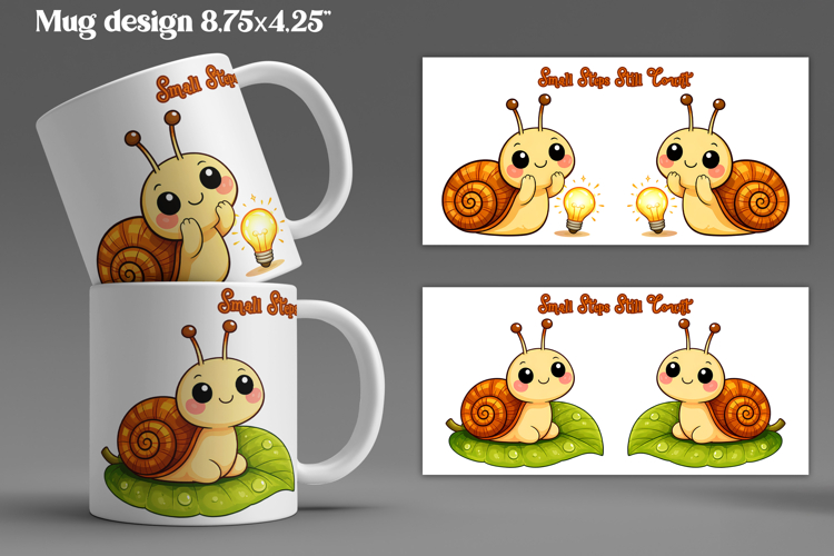 Cozy snail mug wrap design | Funny animal mug sublimation