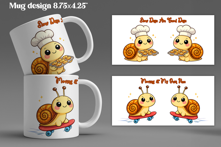 Cozy snail mug wrap design | Funny animal mug sublimation