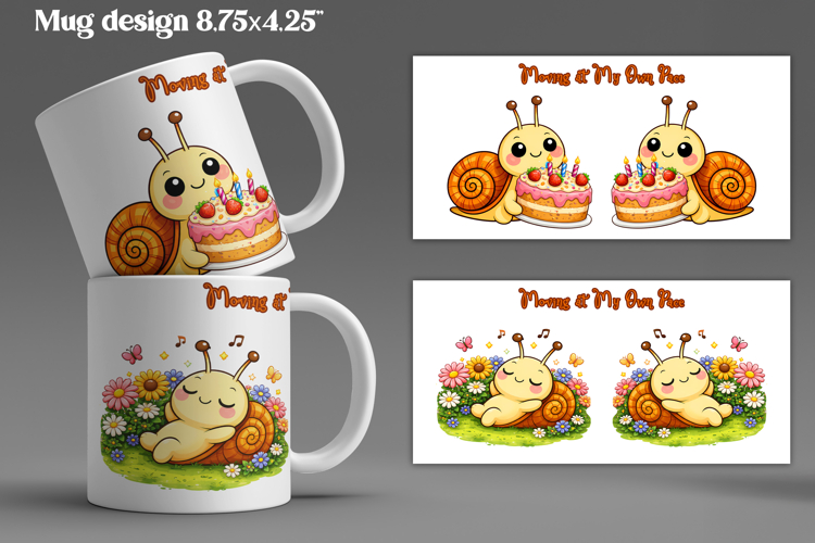 Cozy snail mug wrap design | Funny animal mug sublimation