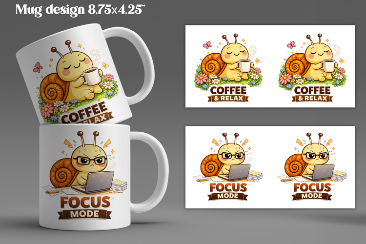 Cozy snail mug wrap design | Funny animal mug sublimation